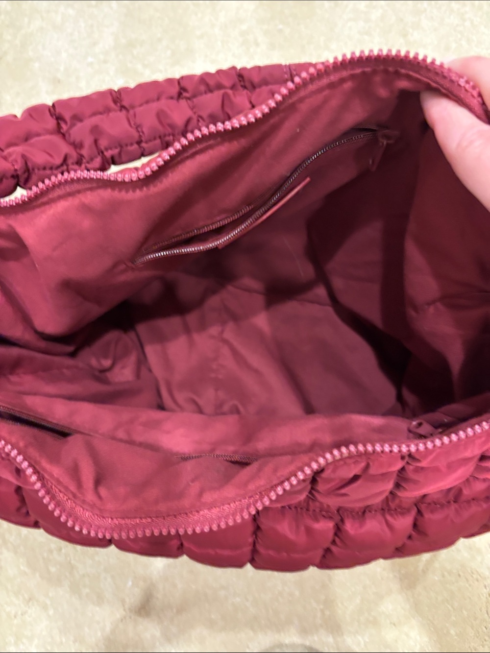 FP Movement Quilted Burgundy Women's Carryall Bag - Picture 4 of 7
